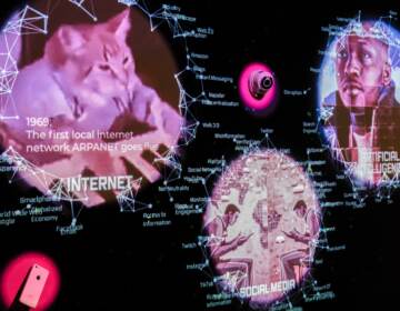 A map shows the history of the internet.