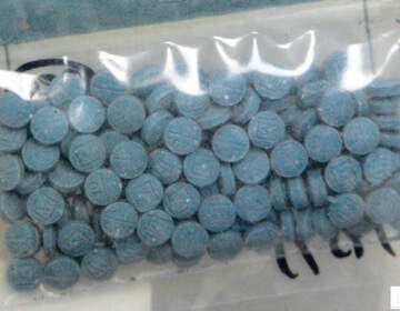 a bag of blue pills