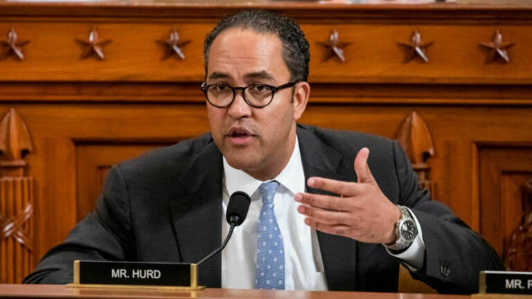 Then-Rep. Will Hurd, R-Texas, participates in a hearing before the House Intelligence Committee on Capitol Hill in November 2019. Hurd said Thursday he is running for president. Samuel Corum/Pool/Getty Images