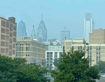 Haze blankets Philadelphia due to Canadian wildfires on June 29, 2023.