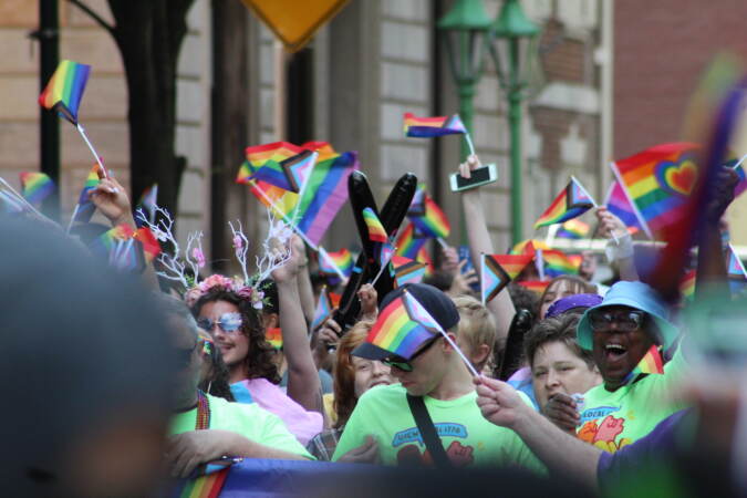 Scene of the crowd at Philly Pride festival.