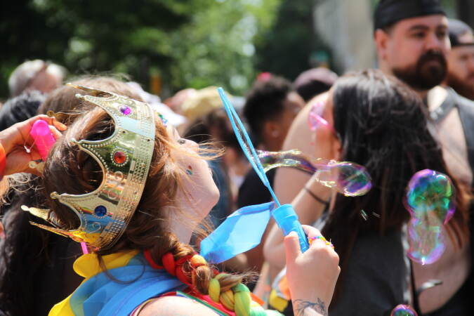 Scene of the crowd at Philly Pride festival.