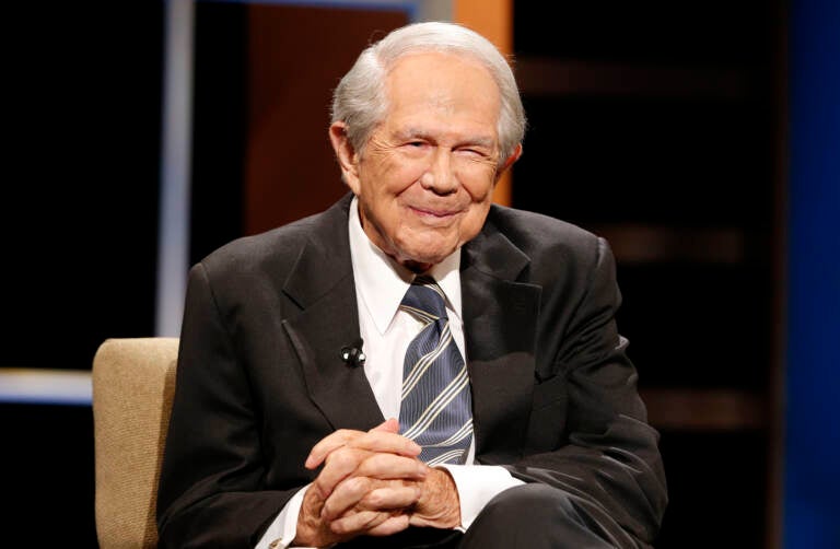 Pat Robertson speaks during a forum at Regent University in Virginia Beach, Va., in 2015. Robertson was a religious broadcaster who turned a tiny Virginia station into the global Christian Broadcasting Network, tried a run for president and helped make religion central to Republican Party politics in America through his Christian Coalition