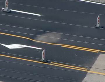 This image from Chopper 6 shows the pavement failure on Route 202 NB in the same area that had to be closed just one week before.