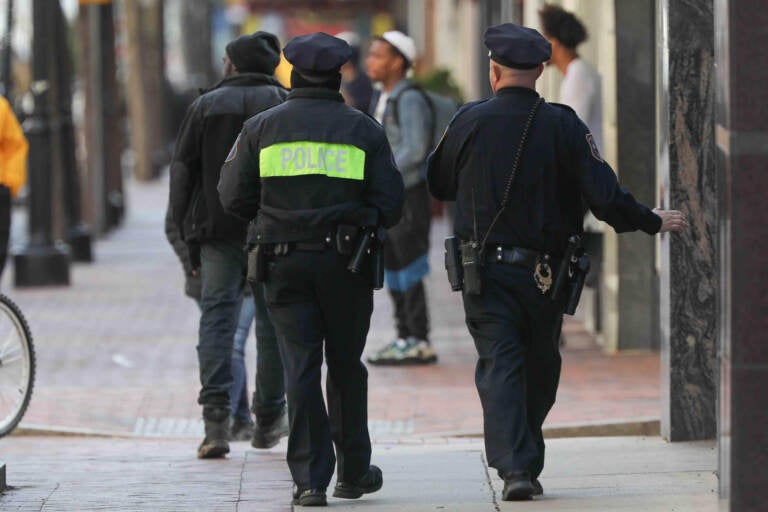 Police officers patrol