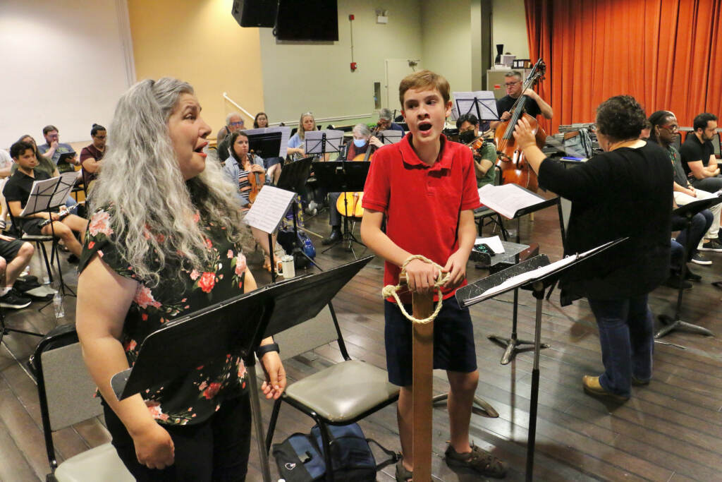 Ethan Monberg, 12, who has the title role in Opera Philadelphia's "Amahl and the Night Visitors," sings a duet mezzo soprano Maren Montalbano