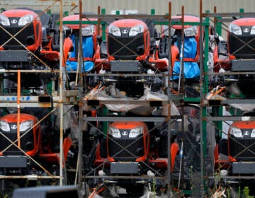 Kubota tractors are stored in Uniontown, Pa., Friday, June 9, 2023.