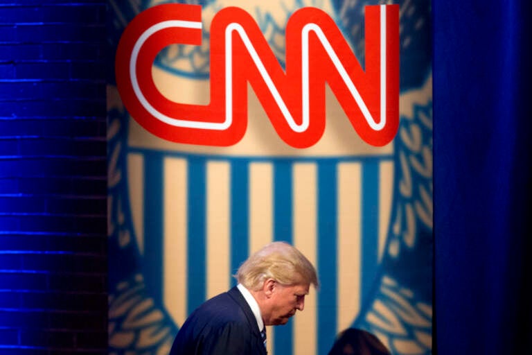 File photo: Then-Republican presidential candidate Donald Trump arrives for a CNN town hall at the University of South Carolina in Columbia, S.C., Feb. 18, 2016.