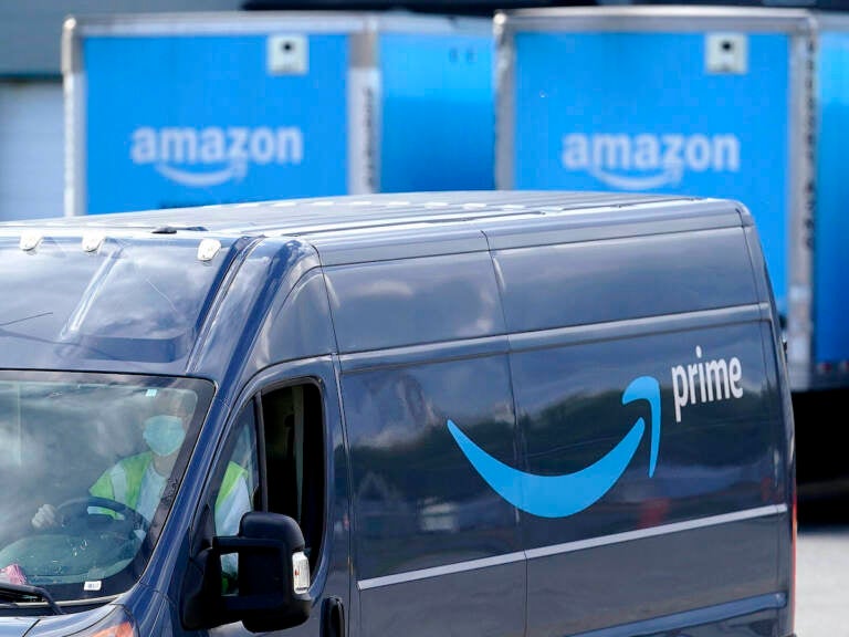 An Amazon Truck with Prime logo