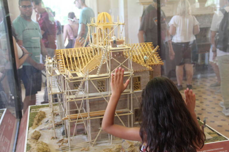 A scale replica of the construction of Carpenters' Hall is on display within the main room.