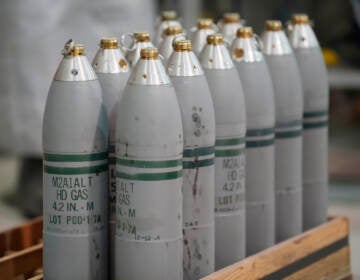 Canisters of chemical weapons are shown