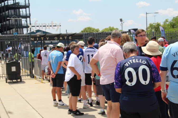 Fans stand in line for the Premier League Summer Series event at Lincoln Financial Field