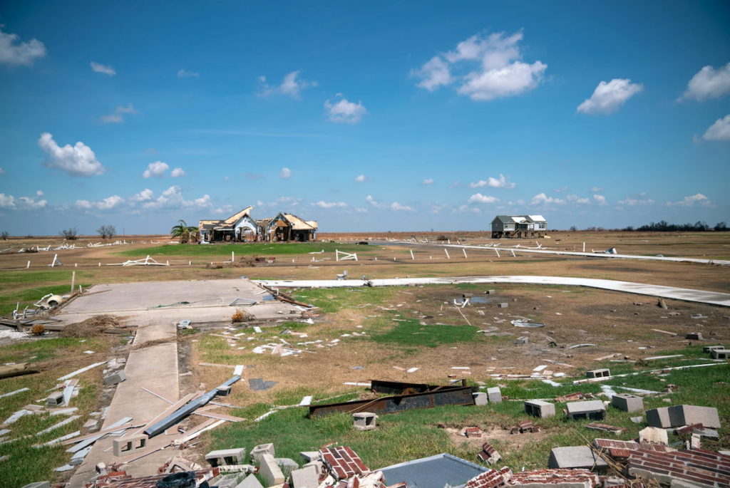 Widespread damage is seen in Cameron Parish after Hurricane Laura in 2020