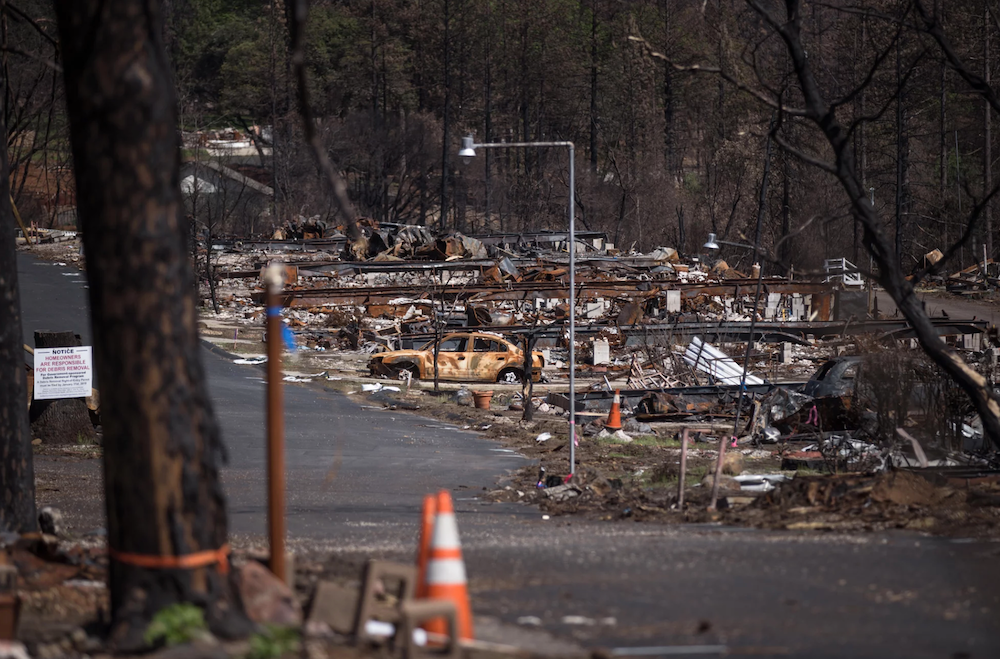 Widespread damage is seen after the 2018 Camp Fire at a mobile home park in Ridgewood