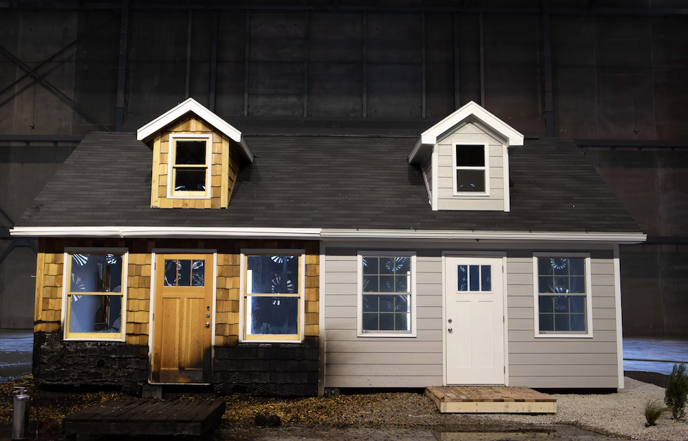 A test home set on fire at an Insurance Institute for Business and Home Safety demonstration