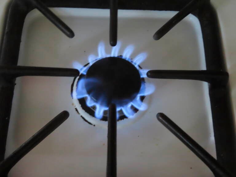 Gas burner on a stovetop