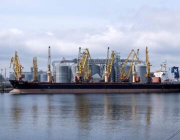 Bulk carrier ARGO I is docked at the grain terminal of the port of Odessa, Ukraine, on April 10, 2023, from where Ukraine ships wheat according to the grain agreement the country currently has with Russia