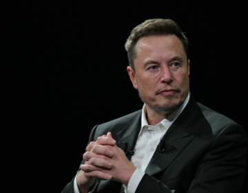 Elon Musk looks on during his visit to the Vivatech technology startups and innovation fair at the Porte de Versailles exhibition center in Paris on June 16.