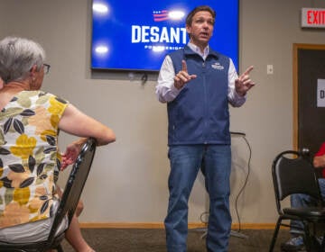 Ron DeSantis, governor of Florida, speaks during a campaign event at Olde Boston's Restaurant & Pub in Fort Dodge, Iowa, US, on Friday, July 14, 2023. The Federal Election Commission report due Saturday for the second quarter of 2023 will give indications how effectively DeSantis is reaching average people who donate small amounts, a proxy of grassroots support. Photographer: Rachel Mummey/Bloomberg