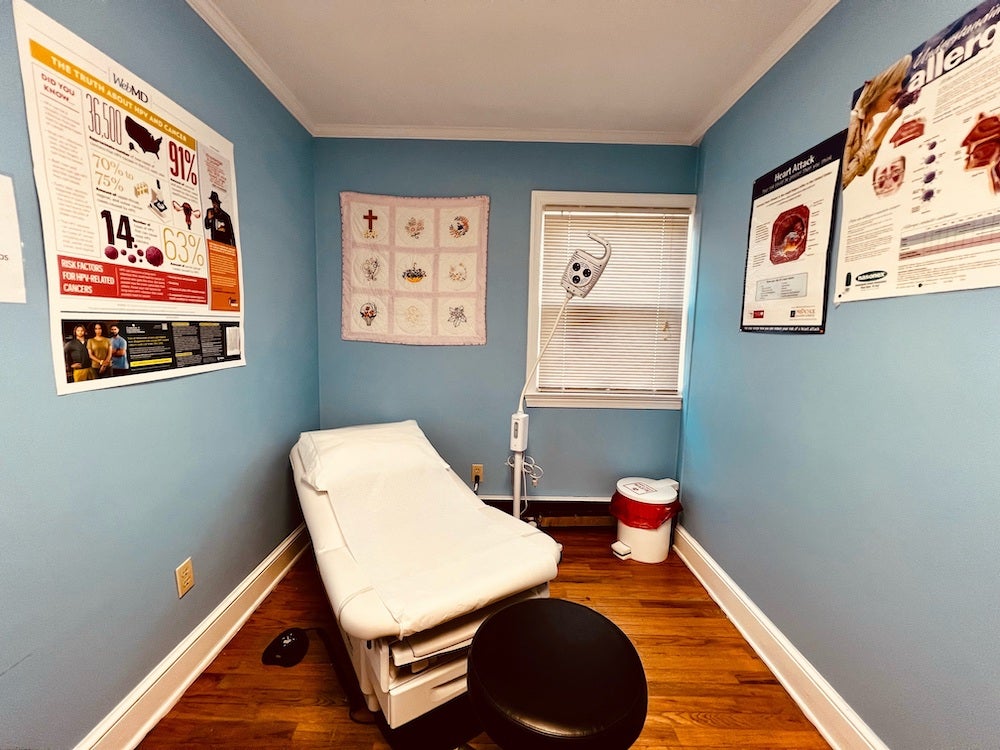 An examination room at a doctors office