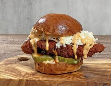 The Nashville-style OK Hot Chicken slider, which is halal, comes with pickles, sauce, and coleslaw, in four levels of spiciness, from mild to ''insane.''