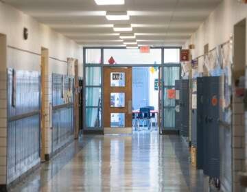 A look down a school hallway.