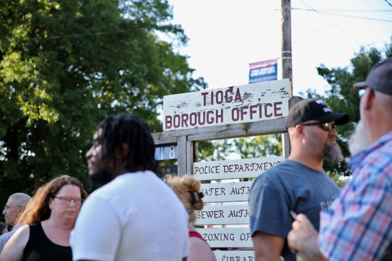 A sign for Tioga borough’s office.