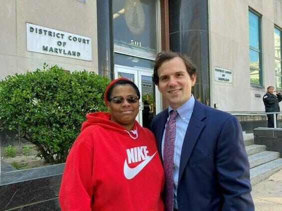 Baltimore attorney Joseph Loveless with Keisha