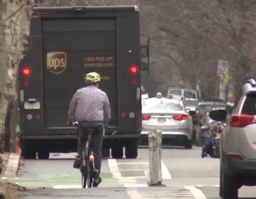 UPS truck blocking a bike lane