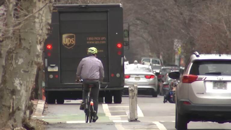 UPS truck blocking a bike lane