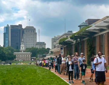 The line for Wawa Hoagie Day 2023 stretched along Independence Mall