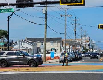 Police direct traffic at an intersection in Wildwood.