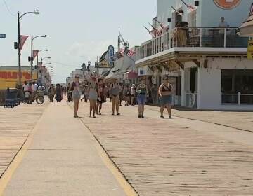 People walking on the boardwalk