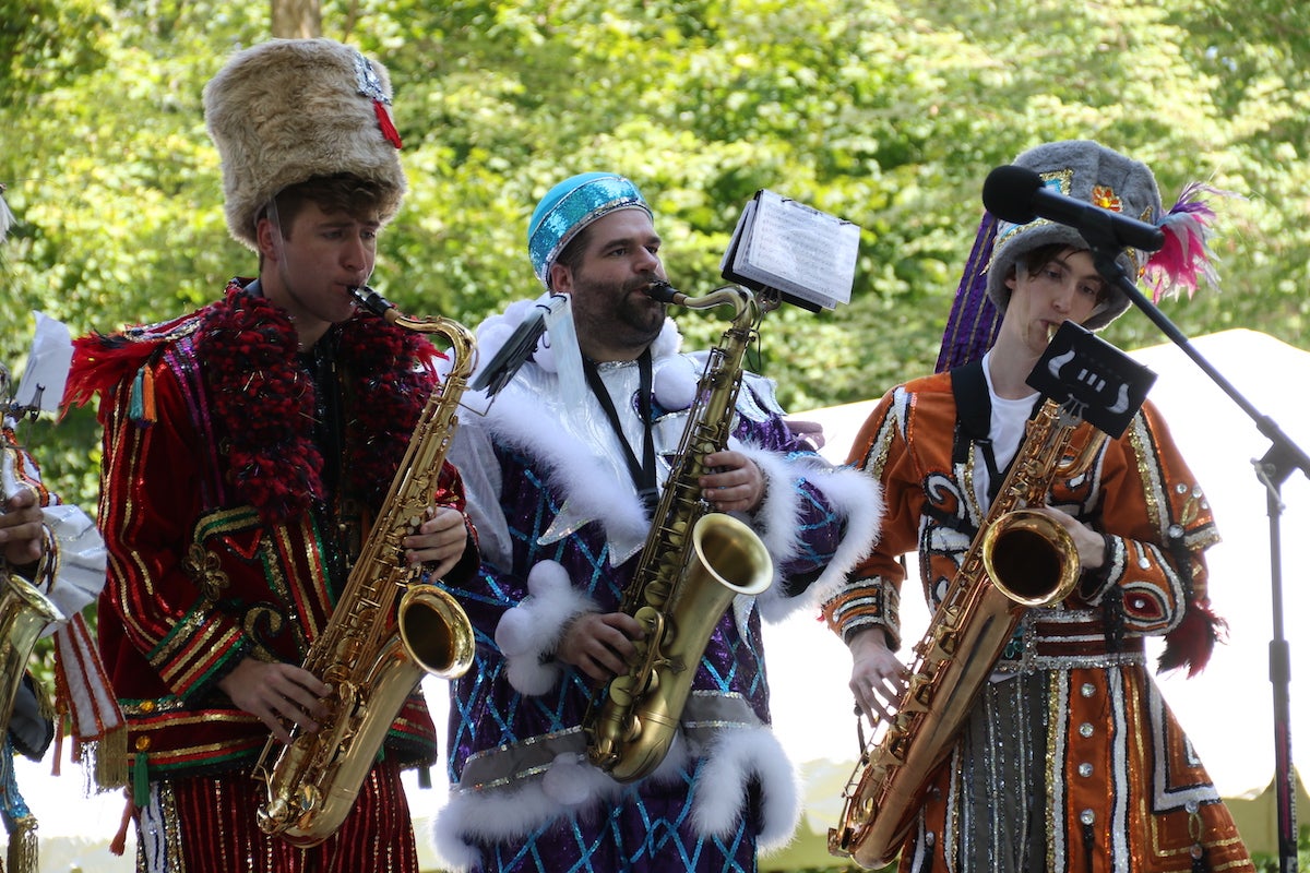 Folk music filled the stage and the eardrums of attendees at the Ukrainian Folk Festival in Horsham on Aug. 27, 2023. (Cory Sharber/WHYY)