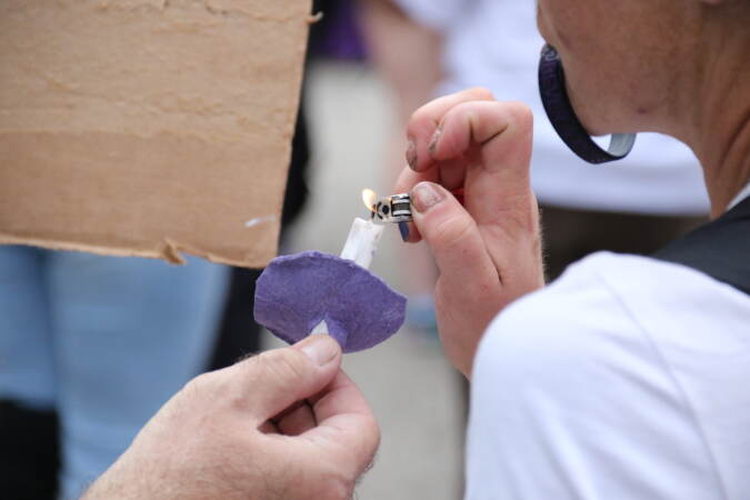 Candles could be seen throughout McPherson Square which were lit ahead of the reading of more than 1,000 names of people who have died from drug overdoses