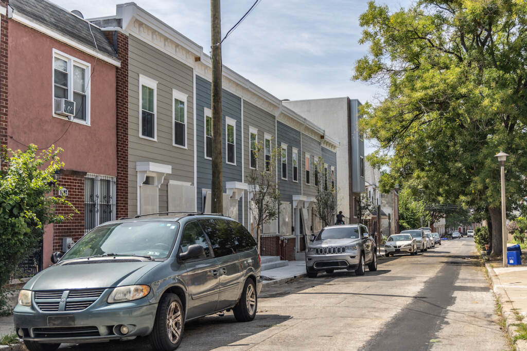 A row of new single-family homes on Page Street