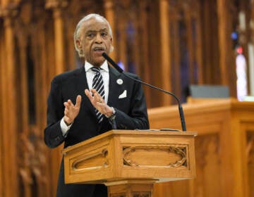 Rev. Al Sharpton delivers the eulogy at the funeral for former New Jersey Lt. Gov. Sheila Oliver at the Cathedral Basilica of the Sacred Heart on Saturday, August 12, 2023 in Newark, N.J. (Andrew Mills/NJ.com)