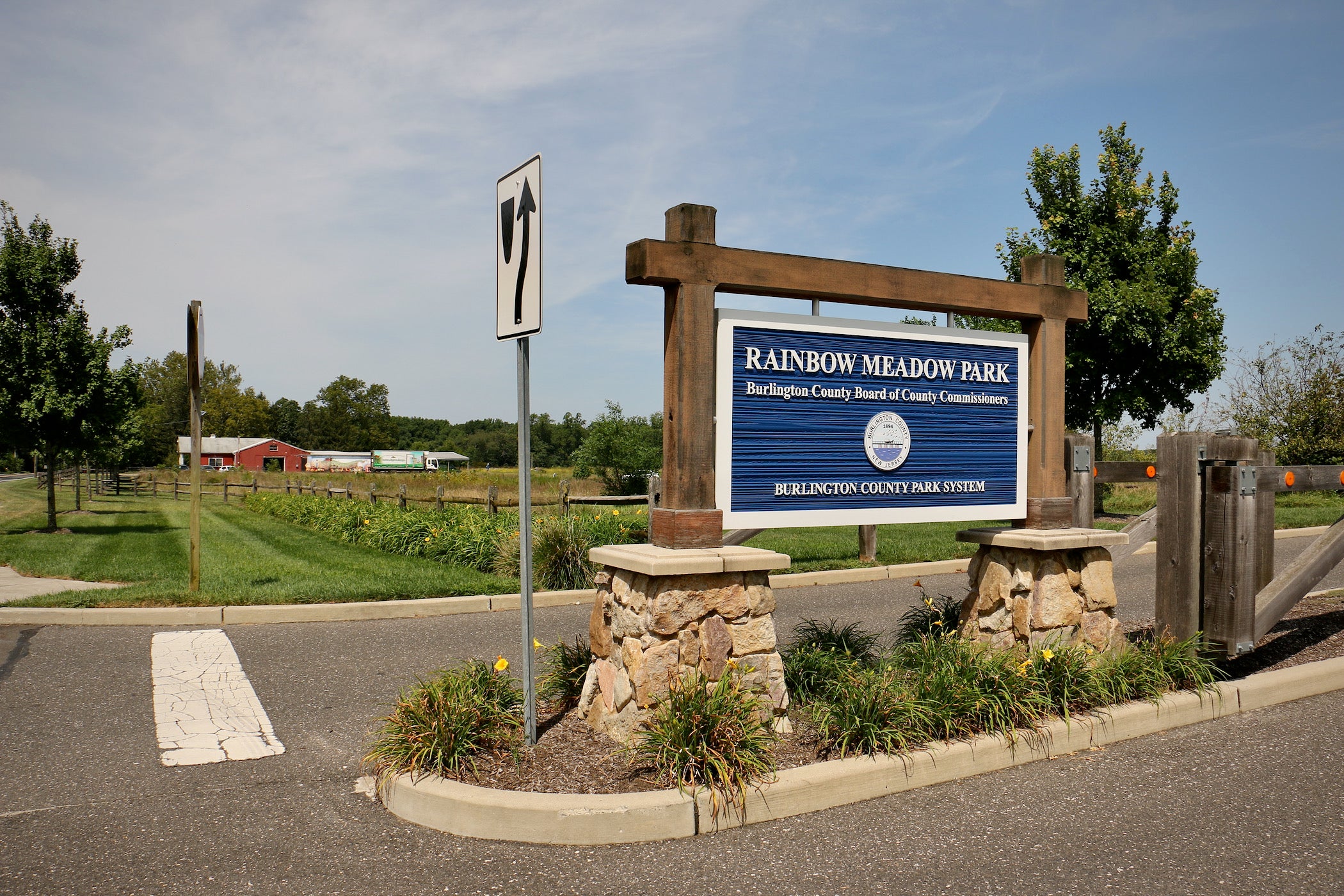 A sign reads Rainbow Meadow Park