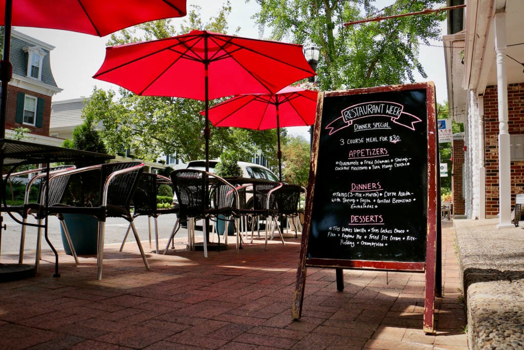 Outdoor seating at a New Jersey restaurant