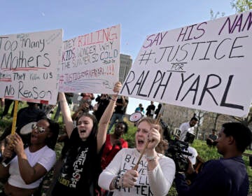 People gather at a rally to support Ralph Yarl, Tuesday, April 18, 2023, in Kansas City, Mo. Yarl, a Black teenager, was shot last week by a white homeowner when he mistakenly went to the wrong address to pick up his younger brothers.