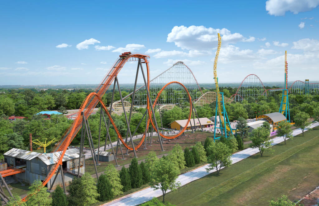 roller coaster at an amusement park.