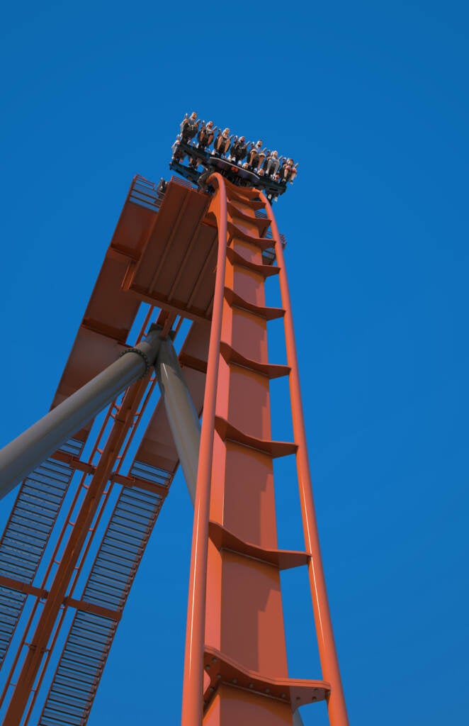 roller coaster at an amusement park.