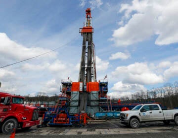 Work continues at a shale gas well drilling site in St. Mary's, Pa., March 12, 2020. A team of that has spent four years studying the health effects of natural gas fracking in southwestern Pennsylvania is set to present its findings Tuesday, Aug. 15, 2023. (AP Photo/Keith Srakocic, File)