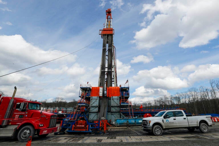 Work continues at a shale gas well drilling site in St. Mary's, Pa., March 12, 2020. (AP Photo/Keith Srakocic, File)