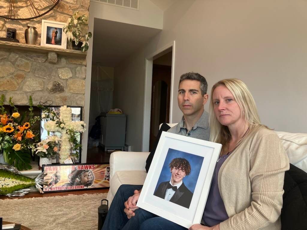 Anthony Allegrini Sr. and Jennifer Allegrini mourn their son, Anthony Allegrini Jr., in their Delaware County home in the days after his death