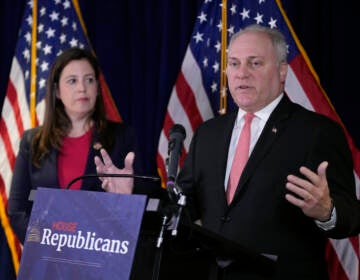 House Majority Leader Steve Scalise of Louisiana speaks at a House Republican Conference news conference in Washington on May 23.