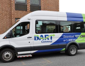 A mini-transit bus is shown, with DART Connect written on the side.