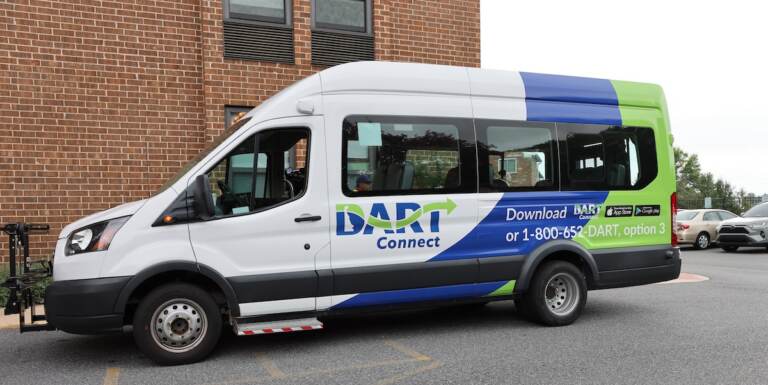 A mini-transit bus is shown, with DART Connect written on the side.