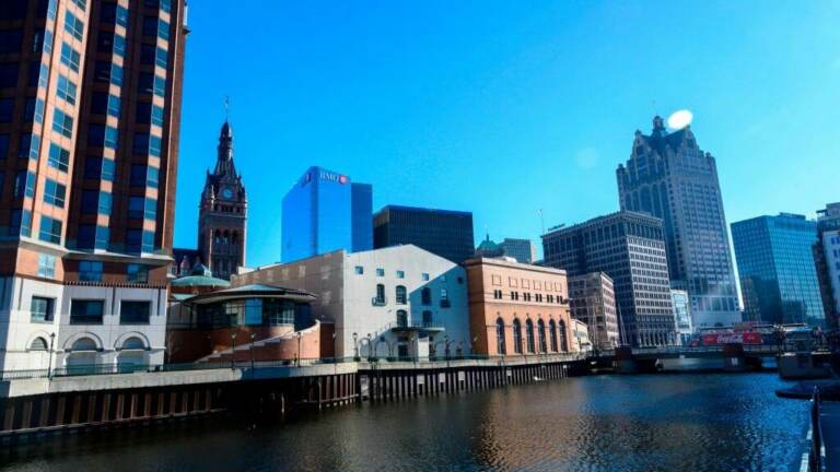 The Tower of the City Hall is seen in downtown Milwaukee, Wis., in January 2020.