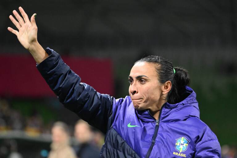 Brazil forward Marta waves after the World Cup match against Jamaica in Melbourne on Wednesday.